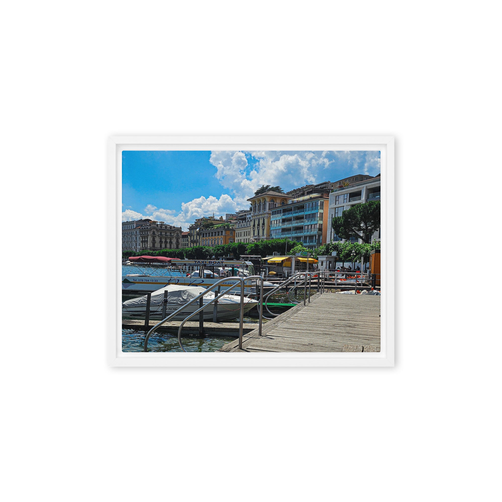 Framed Canvas Marina Lugano Switzerland Wall Art Decor - Rosetta Creative Boutique